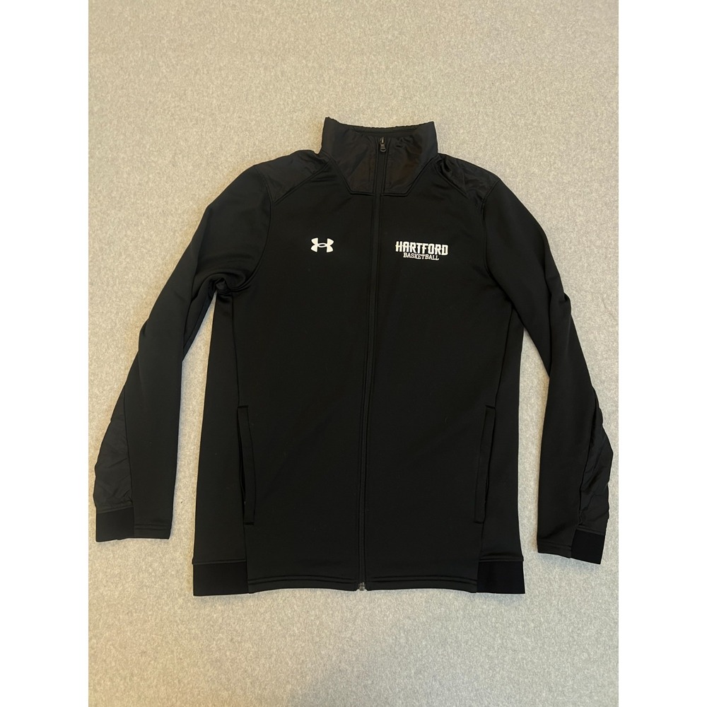 Under Armour Track Jacket Men's Medium Black Hartford Basketball Logo Full Zip